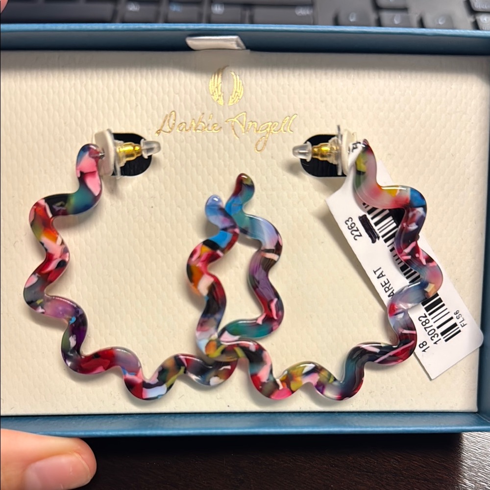 Darbie Angell Colorful Wavy Large Hoop Earrings NWT